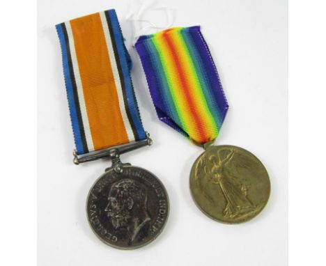 A WWI British War and Victory Medal to Private William Stenson, Royal Warwickshire Regiment 268810, killed in action on 25.3.