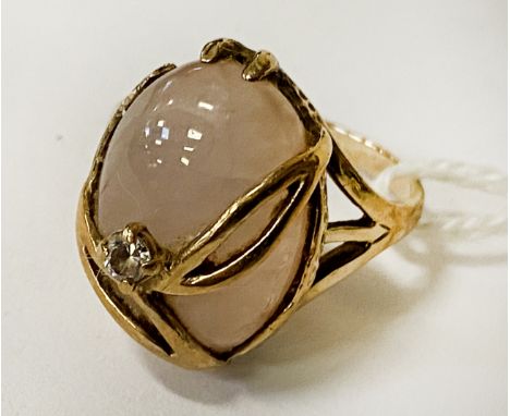 GOLD &amp; SEMI PRECIOUS STONE RING - SIZE N