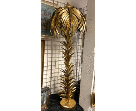 GILT METAL PALM TREE FLOOR LAMP