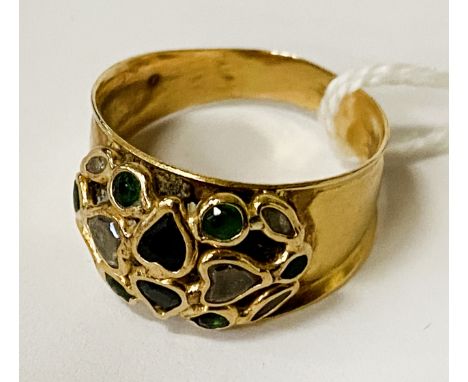 18 CARAT GOLD &amp; SEMI  PRECIOUS GEMSTONE RING SIZE R - 5.5 GRAMS APPROX