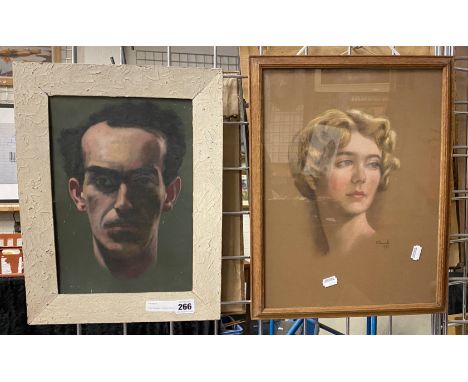 TWO FRAMED PORTRAITS BY VIVIAN BEWICK SIGNED (ONE IS A SELF PORTRAIT)
