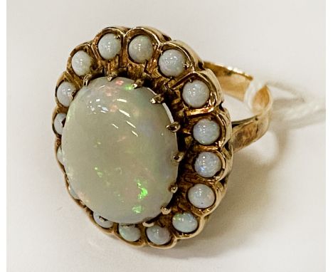 GOLD &amp; OPAL RING - SIZE O