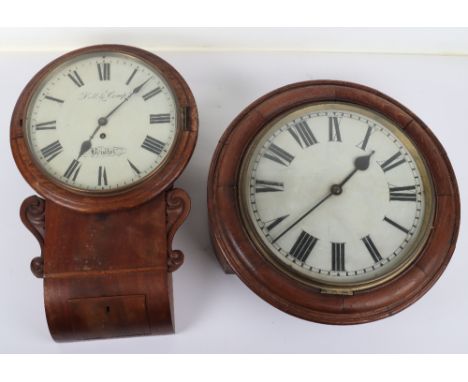 Three 19th century wall clocks, Bell Company Bristol, L Pollard Canterbury, and a station style clock unsigned, (3)