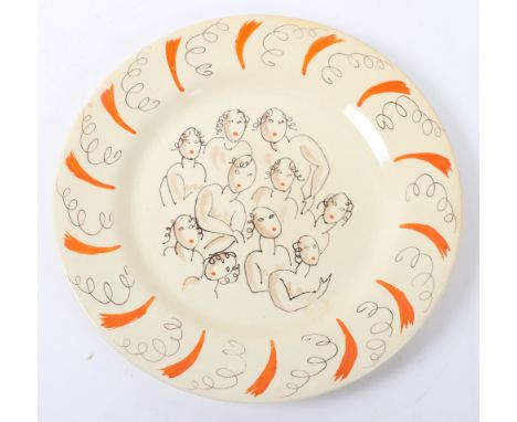 Clarice Cliff for Wilkinson Bizarre pattern side plate by Laura Knight, 9in