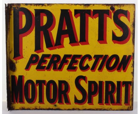 Pratts Perfection Motor Spirit enamel double sided sign, 51cmHx46cmW Note: No in house shipping available for this lot