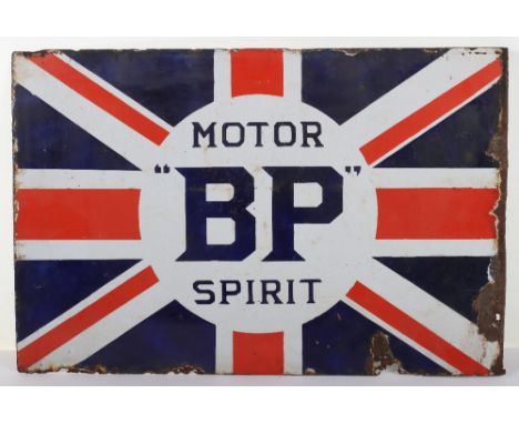 BP Motor Spirit Union Jack double sided enamel sign, 60.5cmWx40.5cmH Note: No in house shipping available for this lot