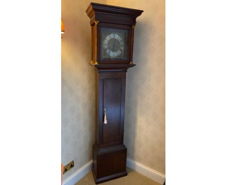 An 18th century oak and gilt longcase clock, Edward May, Witney, brass and silvered dial with Roman numerals, square door wit