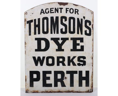 Agent for Thomson’s Dye Works Perth enamel double sided sign, 34cmWx48cmH