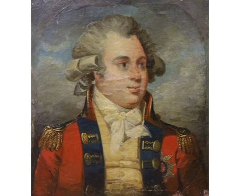 19th century English School, oil on wooden panel, Portrait of an army officer, 31 x 28cm, unframed