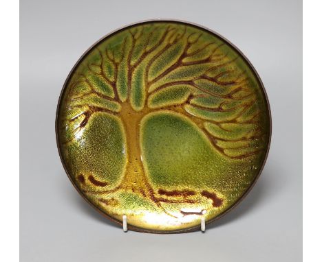A David Anderson bronze and enamel 'tree' dish, 20cm diameter