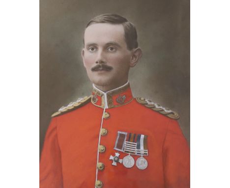English School c.1900, hand tinted photograph, Portrait of Captain William Northey DSO, 37 x 30cm