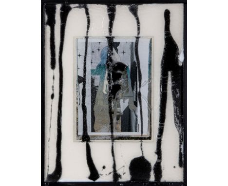 Angus Fairhurst (1966-2008) - Single Page Spread, 2006 encaustic over reproduction print and mounting crad, framed in the art