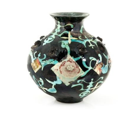 Grayson Perry (b.1960) - Another Motion in the Craft Versus Art Debate, c1993 glazed earthenware with applied enamel motifs a