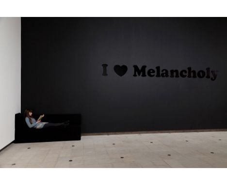 ** Jeremy Deller (b. 1966) - I Love Melancholy, 1993 wall painting comprising stencilled text in black gloss paint on black m