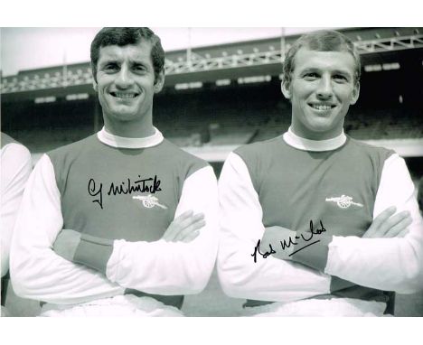 Frank McLintock and Bob McNab autographed large photo. High quality 16x12 photograph signed by Arsenal legends Frank McLintoc
