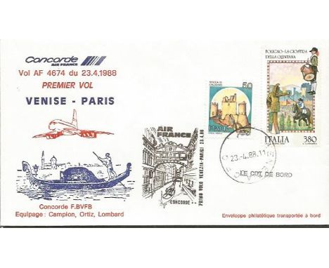 1988 AIRFRANCE CONCORDE FIRST FLIGHT VENICE - PARIS Good condition.  All items come with a Certificate of Authenticity and ca