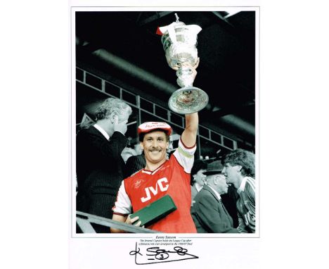 Kenny Samson autographed football photo. High quality black and white colourised 16x12 inch photograph autographed by former 