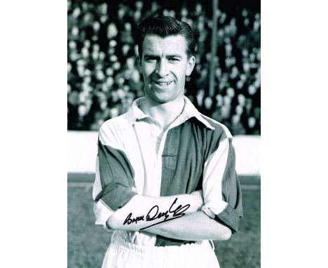 Bryan Douglas autographed football photo. High quality black and white 16x12 inch photograph autographed by former Blackburn 