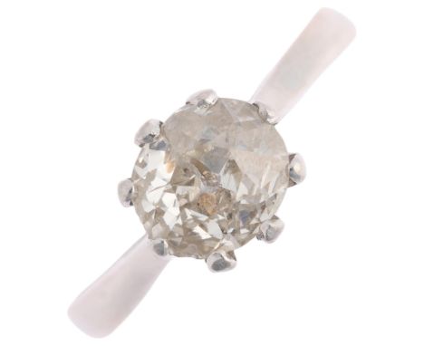 An early 20th century 1ct solitaire diamond ring, claw set with oval old-cut diamond, colour approx J/K, clarity approx I1/I2