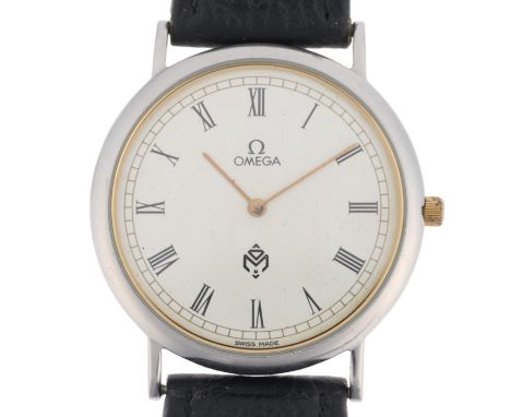 OMEGA - a stainless steel De Ville 'Meghraj Group' quartz wristwatch, ref. 195.0075.2, circa 1989, white dial with Roman nume