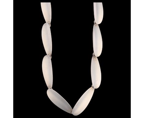 ARNE JOHANSEN - a a Danish modernist sterling silver leaf panel necklace, 39cm, 25.7gNo damage or repair, only light surface 