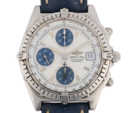 BREITLING - a stainless steel Chronomat automatic chronograph calendar bracelet watch, ref. A13050.1, white dial with baton h