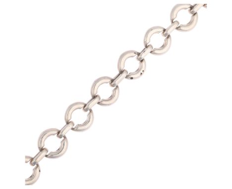 A Mexican silver hoop link chain bracelet, 20cm, 28.9gNo damage or repair, only general surface wear, clasp working 