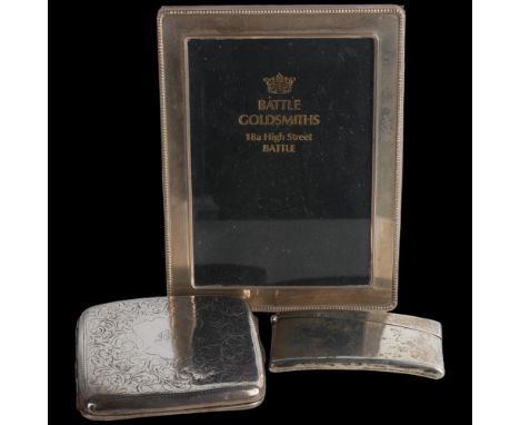 Various silver, including cigarette case, photo frame, etcLot sold as seen unless specific item(s) requested 