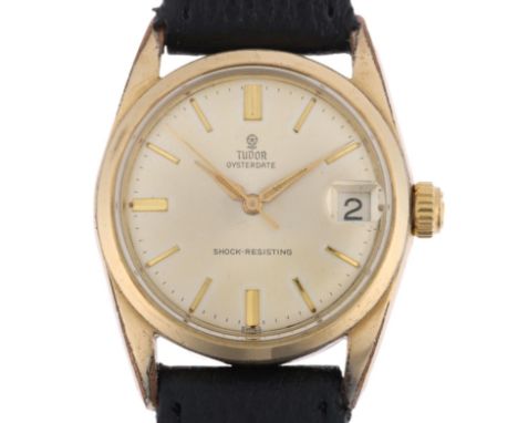 TUDOR - a Vintage gold plated stainless steel Oysterdate mechanical wristwatch, ref. 7974, circa 1959, silvered dial with app