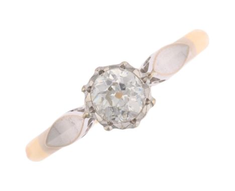 An 18ct gold 0.25ct solitaire diamond ring, maker PH&S, Birmingham 1990, platinum-topped, illusion set with old European-cut 