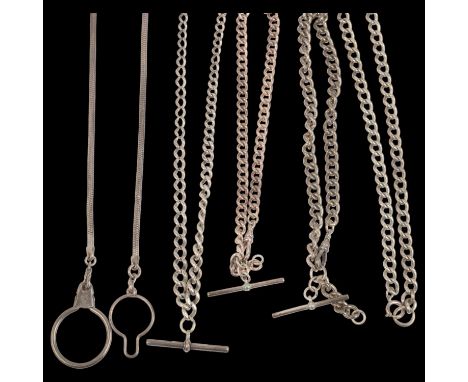 A group of silver Albert chain necklacesLot sold as seen unless specific item(s) requested 