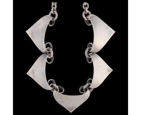 ERIK THIMANN - a a Danish modernist sterling silver plain form neckerchief collar necklace, 36cm, 49.5gNo damage or repair, o