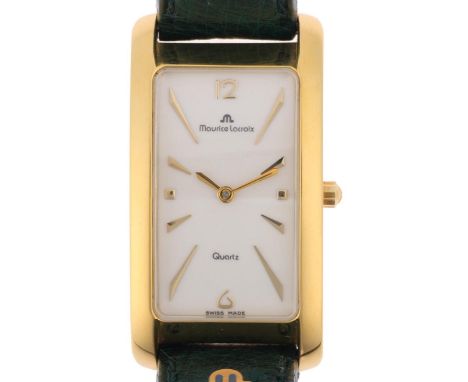 MAURICE LACROIX - a lady's gold plated Fiaba quartz wristwatch, ref. 47495, circa 2002, pearlescent white dial with applied g