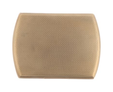 MAPPIN & WEBB - an Art Deco 9ct gold cigarette case, Birmingham 1928, shaped rectangular form with allover engine turned deco