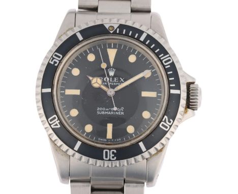 ROLEX - a stainless steel Submariner Oyster Perpetual 'Metres First' automatic bracelet watch, ref. 5513, circa 1968, black d