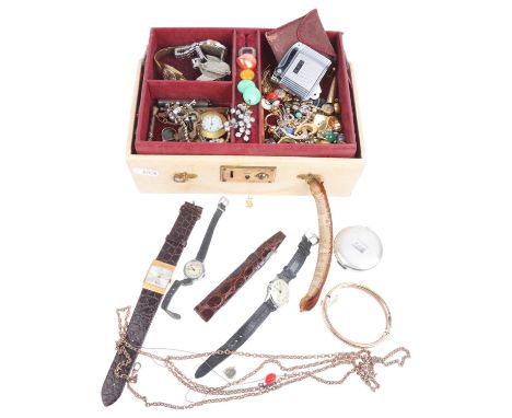 Various Antique and costume jewellery, including propelling pencil, silver RAF wings brooch, hinged bangle, etcLot sold as se