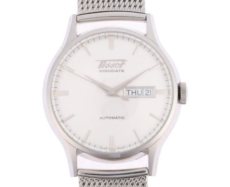 TISSOT - a stainless steel Heritage Visodate automatic day/date bracelet watch, ref. T019.430, circa 2022, silvered dial with