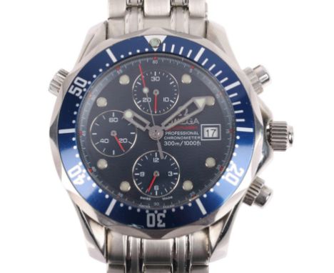 OMEGA - a stainless steel Seamaster Professional automatic chronograph calendar bracelet watch, ref. 178.0514, blue wave dial