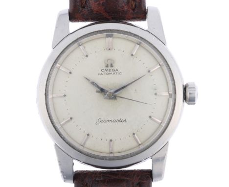 OMEGA - a Vintage stainless steel Seamaster automatic wristwatch, ref. 2846, circa 1956, silvered dial with arrowhead hour ma