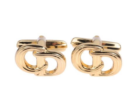 CHRISTIAN DIOR - a pair of gold plated CD monogram cufflinks, 17.4mm, 8gNo damage or repair 