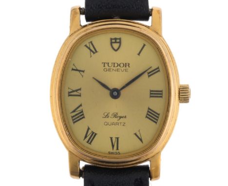 TUDOR - a lady's gold plated stainless steel Le Royer quartz wristwatch, ref. 15500, champagne dial with Roman numeral hour m