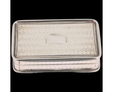 A William IV silver vinaigrette, Nathaniel Mills, Birmingham 1836, rectangular form, with allover engine turned decoration, g