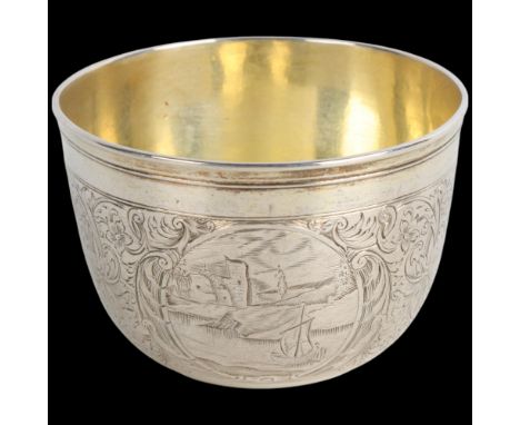 An Important 17th century German parcel-gilt silver tumbler cup, Augsburg, circa 1670 (with 19th century collection inventory