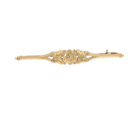 GEORG JENSEN - a a Danish modernist 14ct gold flowerhead openwork bar brooch, model no. 183, 59.4mm, 4.8gNo damage or repair,