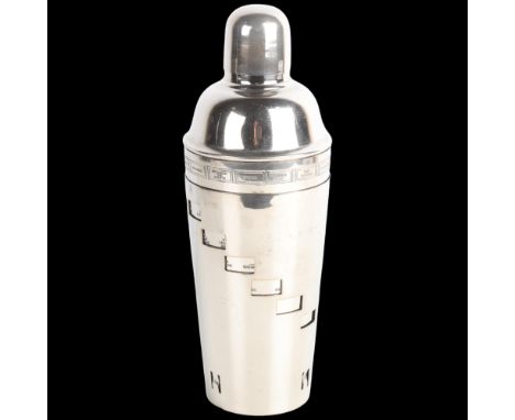 A large Art Deco silver plated 'Dial-A-Recipe' cocktail shaker, circa 1940, 27cmNo damage or repair, only general surface wea