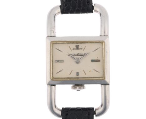 JAEGER LECOULTRE - a lady's Vintage stainless steel etrier mechanical wristwatch, ref. 1670, circa 1960s, silvered dial with 