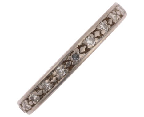 An Art Deco diamond full eternity ring, set with single-cut diamonds, apparently unmarked, band width 2.8mm, size P, 2.4gNo d