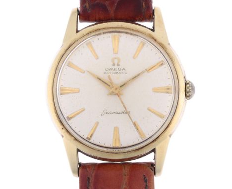 OMEGA - a Vintage gold plated stainless steel Seamaster automatic wristwatch, ref. 14704-3 SC, circa 1960, silvered dial with