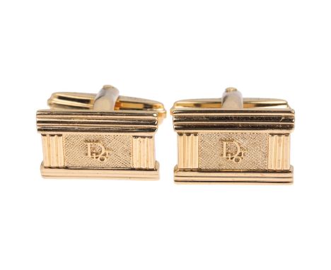 CHRISTIAN DIOR - a pair of gold plated Dior cufflinks, 17.1mm, 9.2gNo damage or repair 