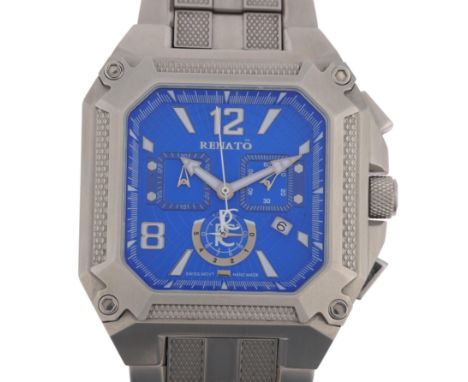 RENATO COLLEZIONI - a limited edition stainless steel Cougar Collezioni quartz chronograph bracelet watch, blue dial with lum